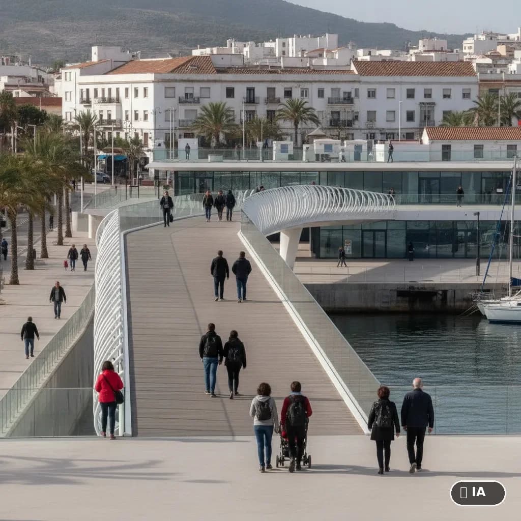 La pasarela entre el muelle y la plaza